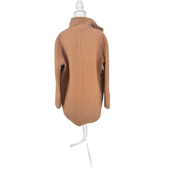 J.Crew Wool Coat Sz 12 Camel Funnel Neck Cocoon Style Fall Winter EUC Classic - Picture 4 of 15